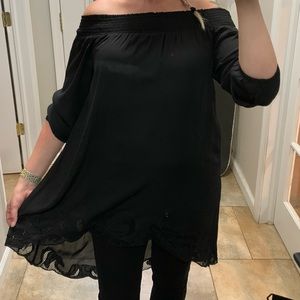 Chico’s Off Shoulder Black Blouse